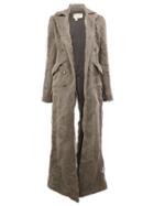 Greg Lauren Long Chain Embellished Coat, Women's, Size: 2, Grey, Silk/steel