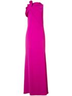 Badgley Mischka Draped Detail Flared Gown, Women's, Size: 4, Pink/purple, Polyester/spandex/elastane/silk