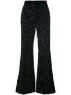 Rochas Embroidered Velvet Trousers, Women's, Size: 40, Black, Silk/cotton