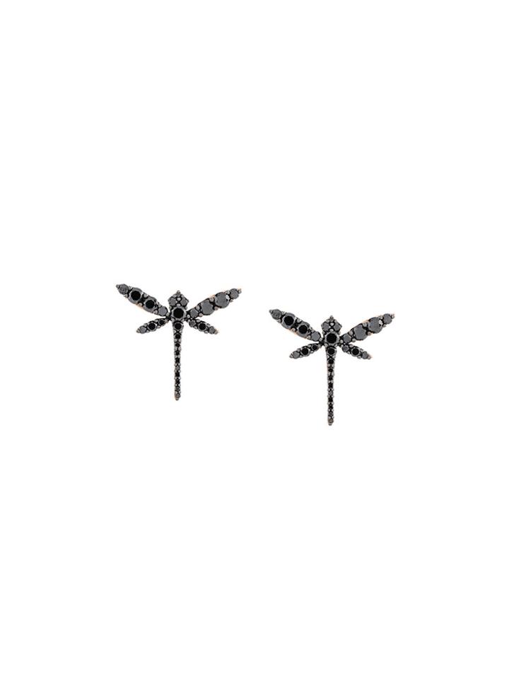 Anapsara Mini Dragonfly Earrings - Black