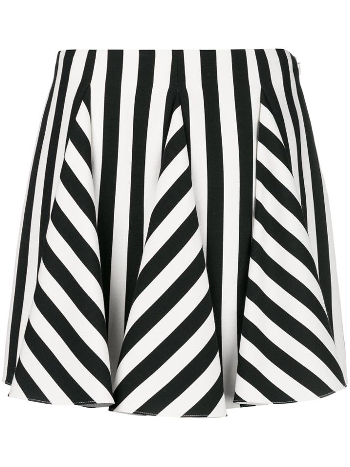 Valentino Engineered Stripe Godet Skirt - White