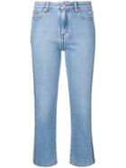 Msgm Logo Band Cropped Jeans - Blue