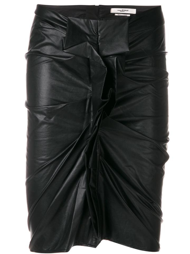 Isabel Marant Étoile - Leather Look Ruched Skirt - Women - Cotton/polyurethane/viscose - 38, Black, Cotton/polyurethane/viscose
