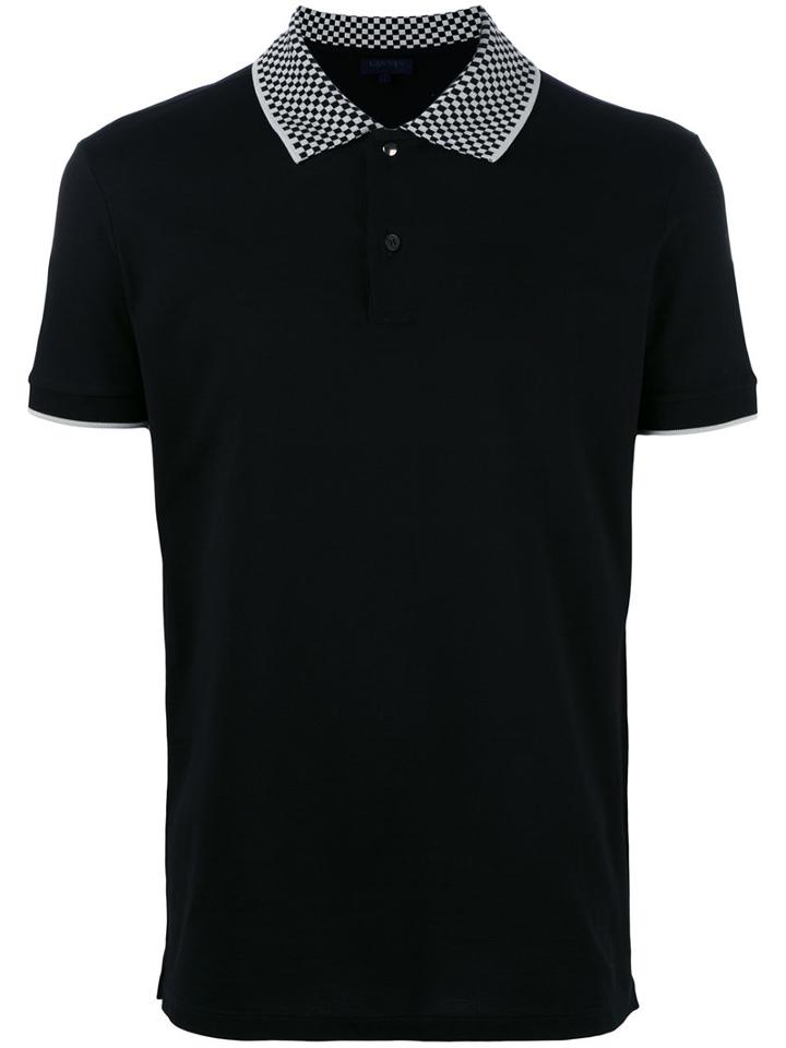 Lanvin Checkerboard Collar Polo Shirt, Men's, Size: Xl, Black, Cotton