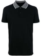 Lanvin Checkerboard Collar Polo Shirt, Men's, Size: Xl, Black, Cotton