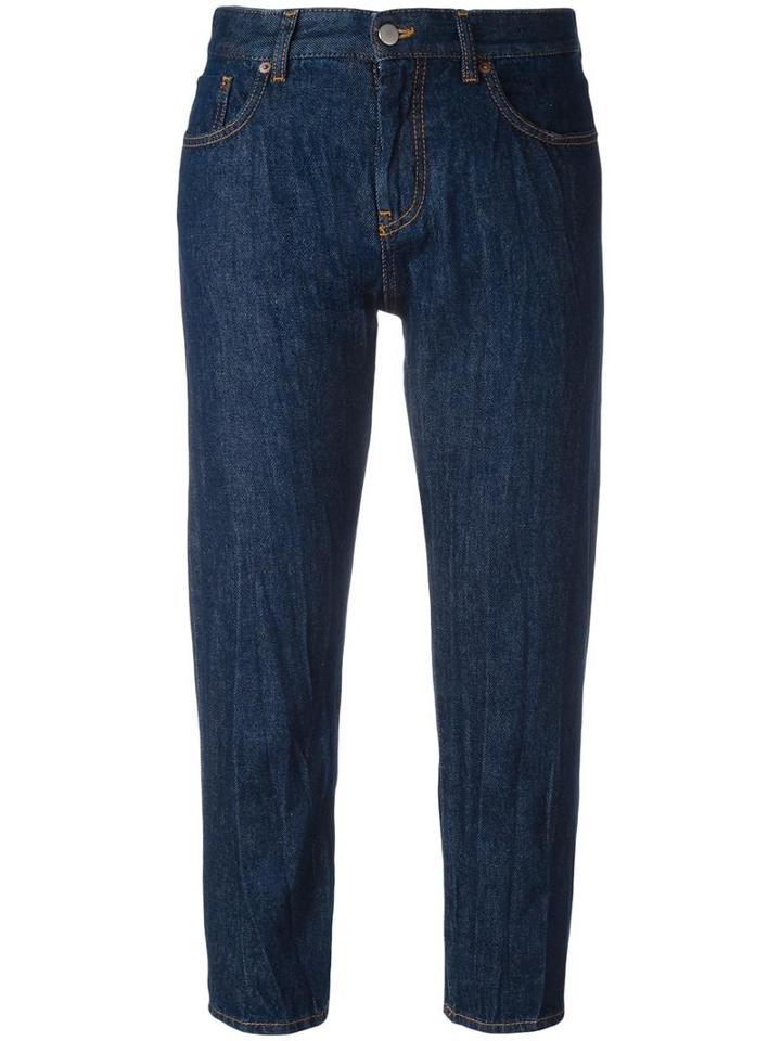 Mm6 Maison Margiela - Cropped Tapered Jeans - Women - Cotton - 42, Blue, Cotton