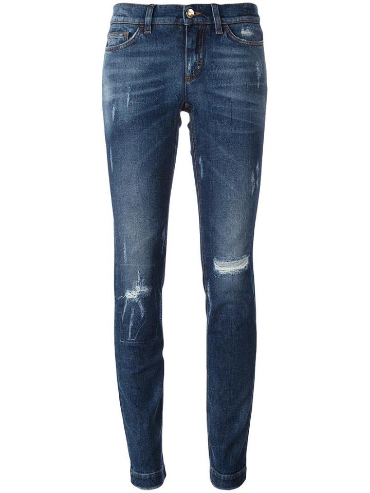 Dolce & Gabbana Distressed Jeans, Women's, Size: 38, Blue, Cotton/spandex/elastane