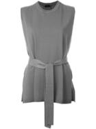 Joseph Belted Knitted Vest, Women's, Size: L, Grey, Cotton/cupro/rayon