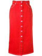 Msgm Buttoned Denim Skirt - Red
