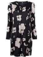 Twin-set Floral Print Dress, Women's, Size: Medium, Black, Polyester/viscose