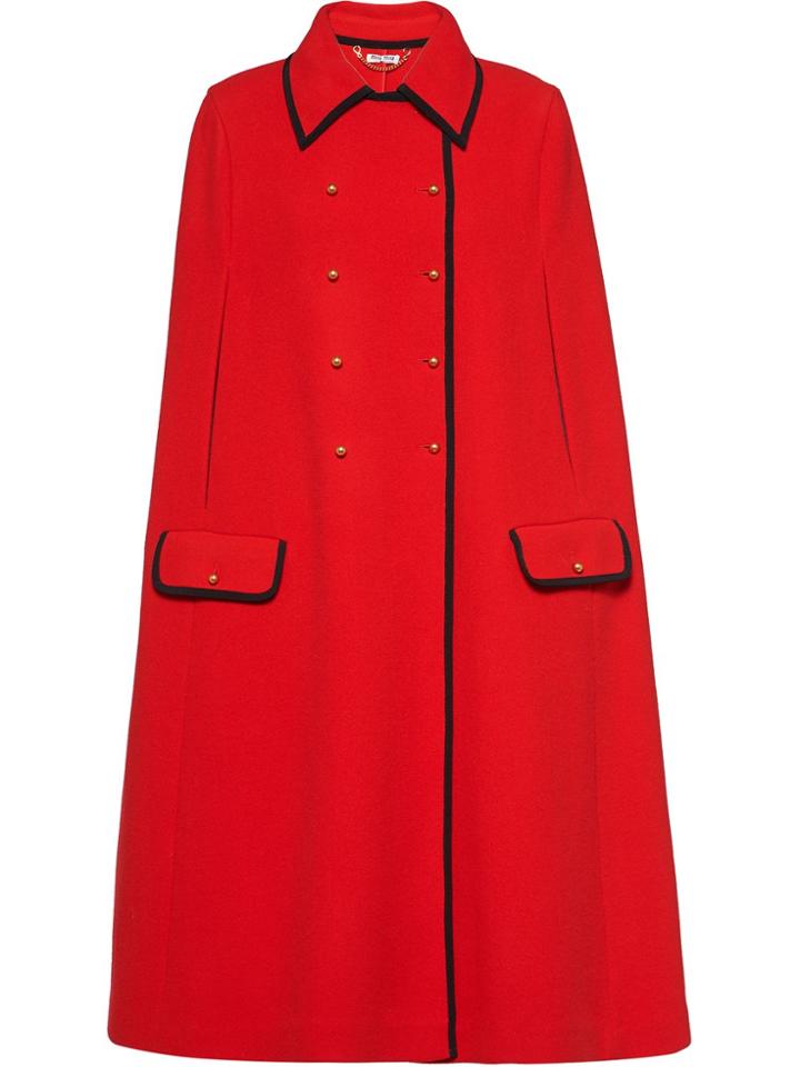 Miu Miu Double-breasted Knit Cape - Red