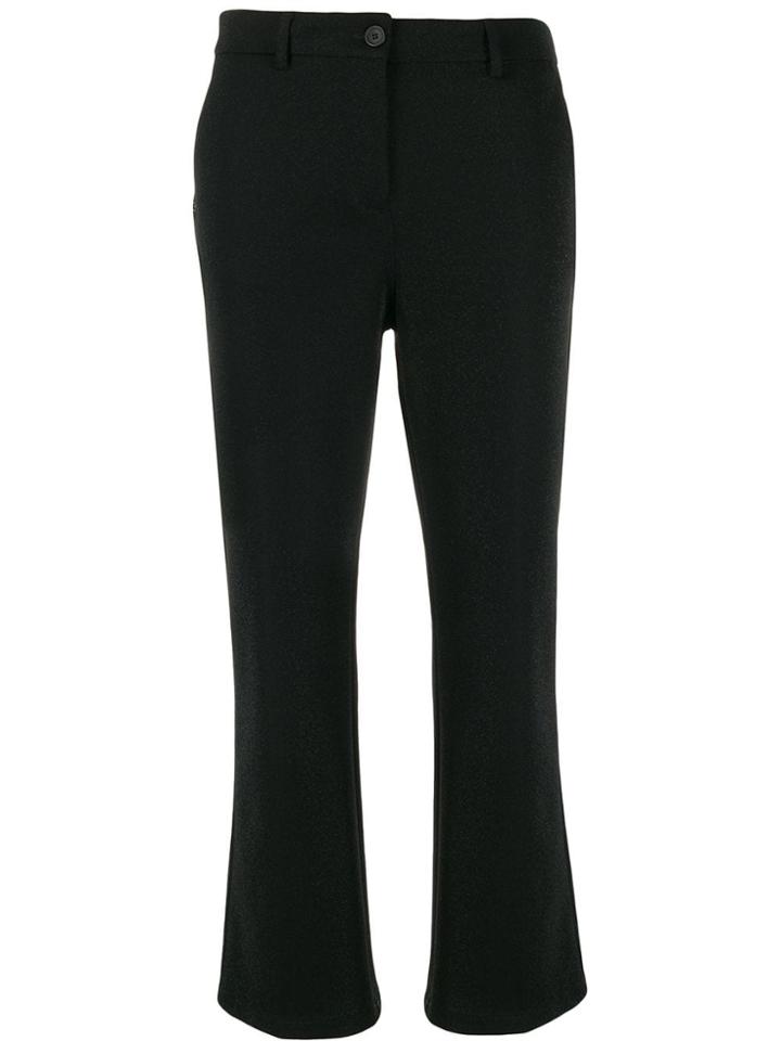 White Sand Cropped Tailored Trousers - Black