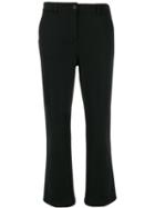White Sand Cropped Tailored Trousers - Black