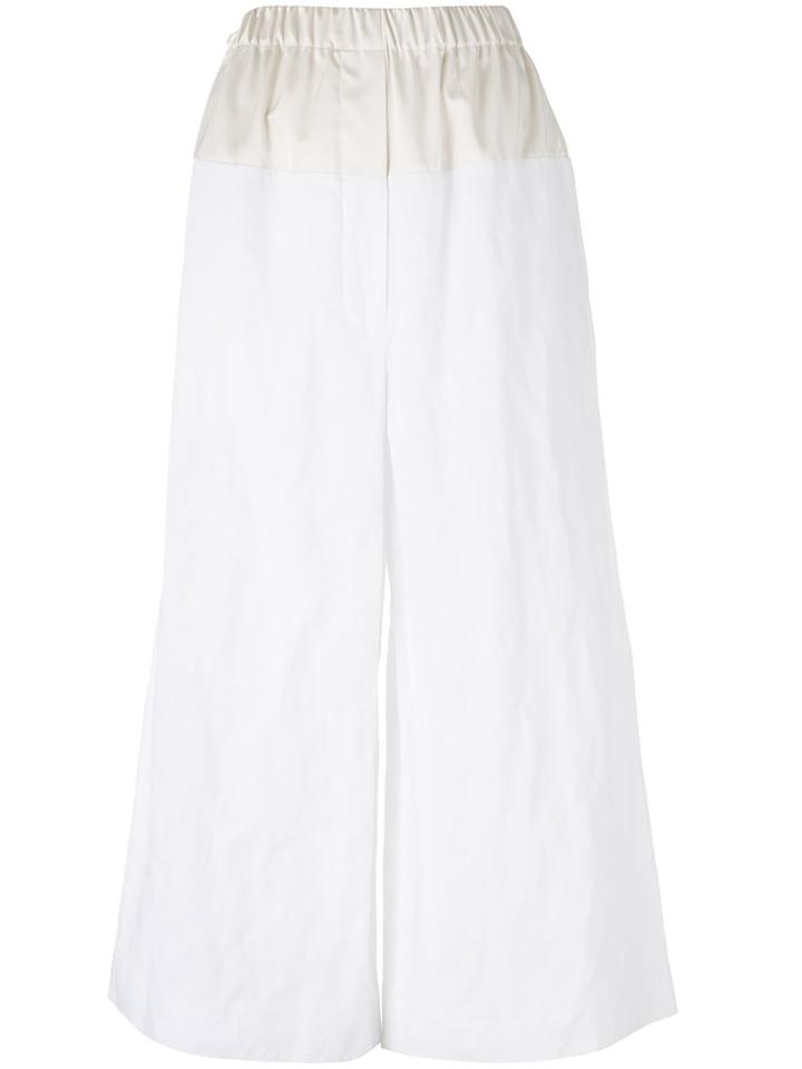 Sportmax - Wide Leg Cropped Pants - Women - Cotton/metallic Fibre - 42, Women's, White, Cotton/metallic Fibre