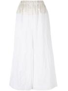 Sportmax - Wide Leg Cropped Pants - Women - Cotton/metallic Fibre - 42, Women's, White, Cotton/metallic Fibre