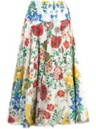 Samantha Sung Aster Floral Print Skirt - White
