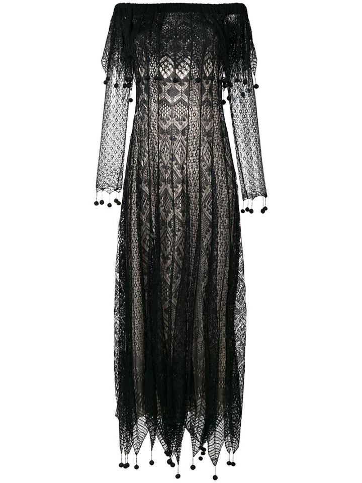Alexander Mcqueen - Pom Pom Lace Dress - Women - Silk/viscose - Xs, Women's, Black, Silk/viscose