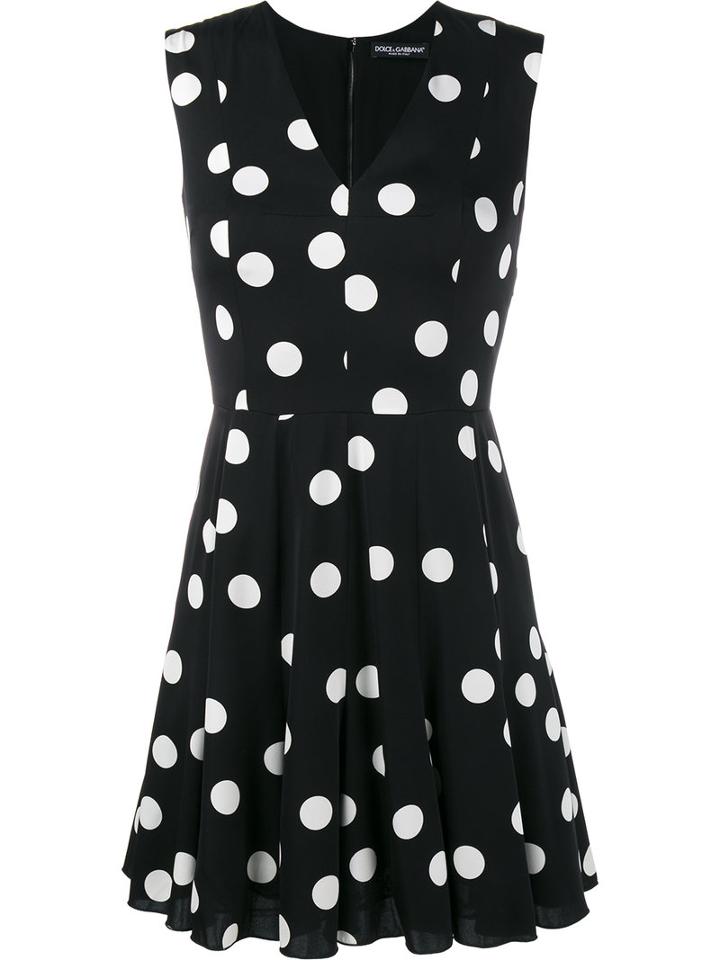 Dolce & Gabbana Polka-dot Mini Dress, Women's, Size: 40, Black, Silk/spandex/elastane/cotton