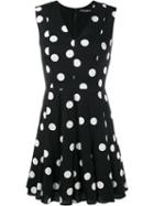 Dolce & Gabbana Polka-dot Mini Dress, Women's, Size: 40, Black, Silk/spandex/elastane/cotton