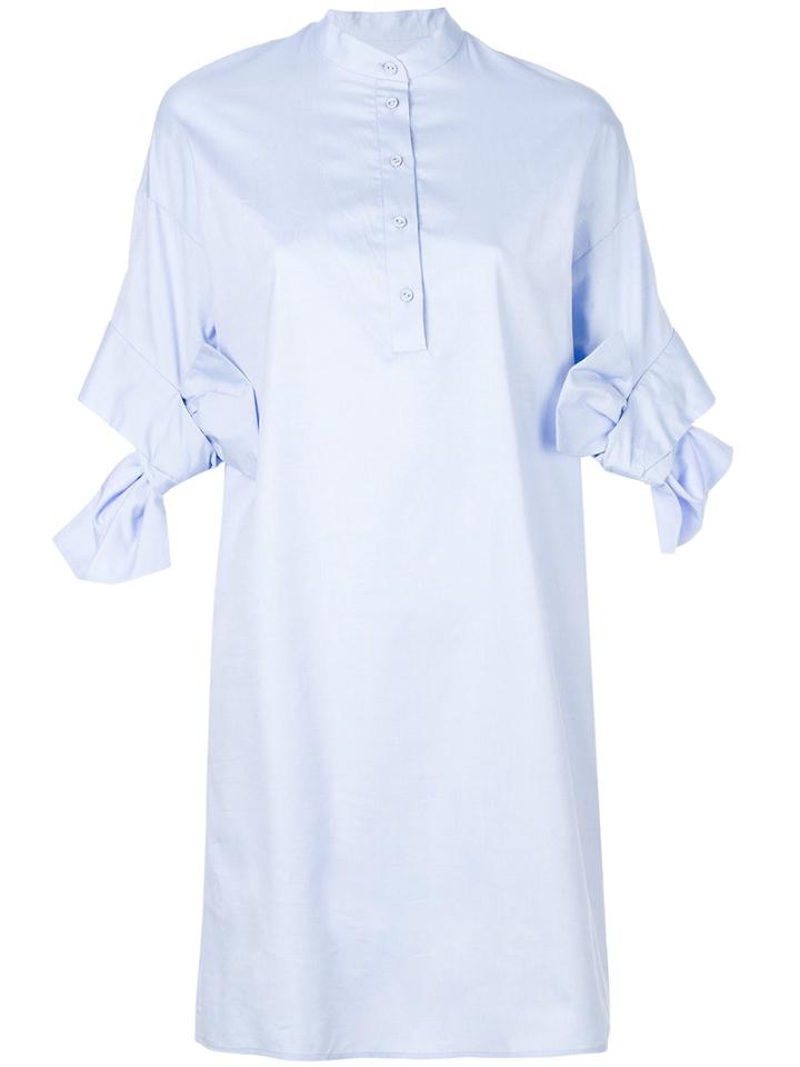 Victoria Victoria Beckham - Bow Sleeve Shirt Dress - Women - Cotton - 12, Blue, Cotton