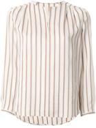 Tomorrowland Striped Long-sleeved Blouse - White