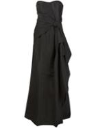 Carolina Herrera Strapless Draped Bow Gown, Women's, Size: 8, Black, Silk
