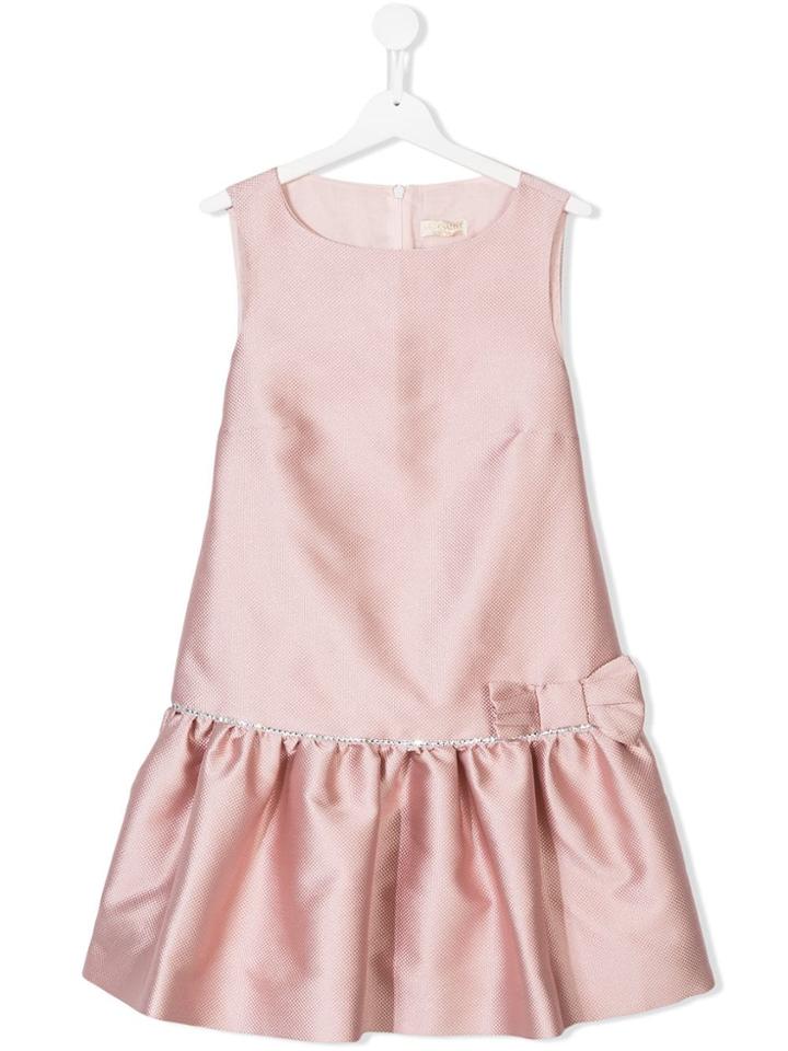 Monnalisa Teen Embellished Textured Dress - Pink & Purple