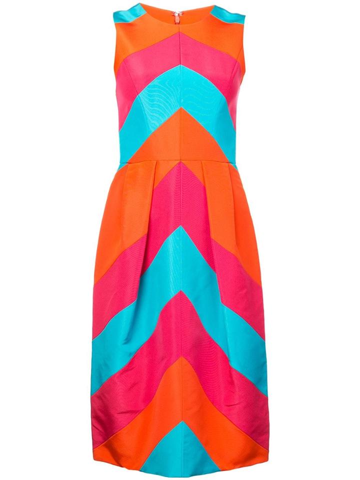 Carolina Herrera Chevron Dress - Red
