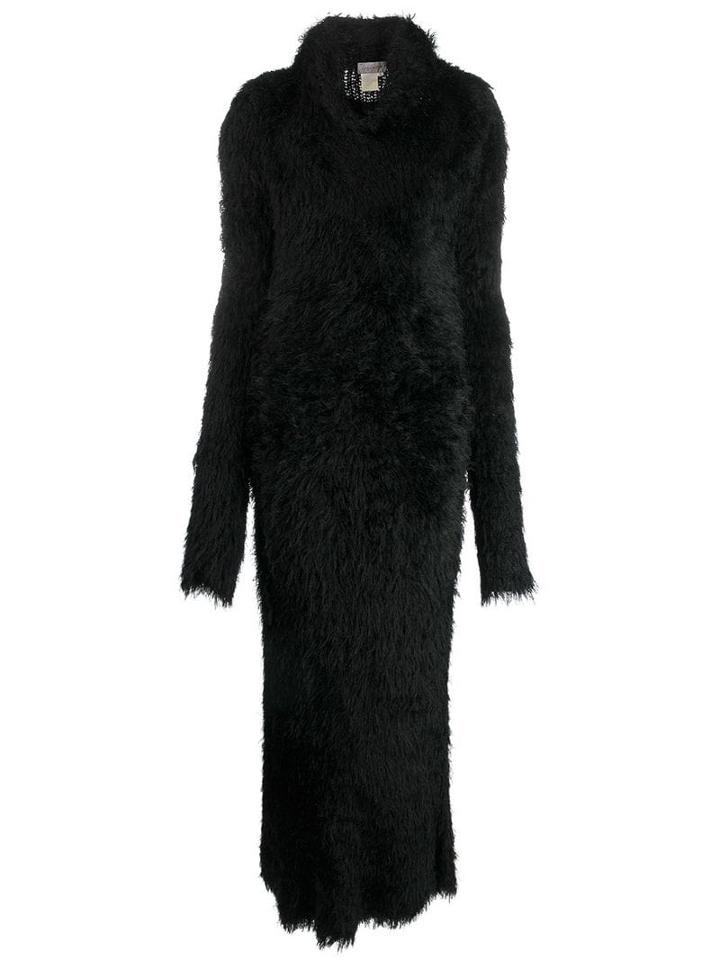Yohji Yamamoto Pre-owned Faux Fur Maxi Dress - Black