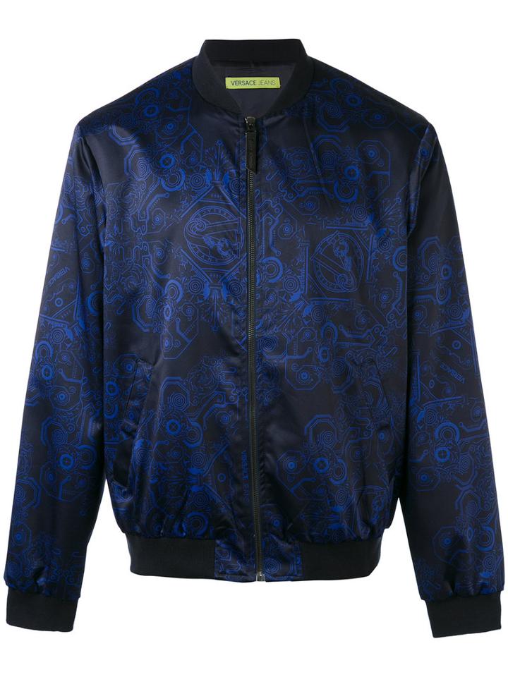 Versace Jeans - Duchesse Techno Baroque Print Bomber Jacket - Men - Elastodiene/polyamide/polyester/spandex/elastane - 50, Blue, Elastodiene/polyamide/polyester/spandex/elastane