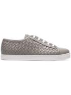 Bottega Veneta Grey Intrecciato-woven Leather Sneakers