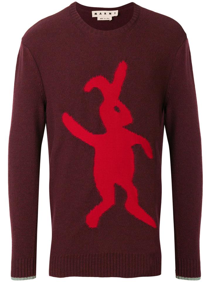 Marni Bunny-intarsia Jumper - Red