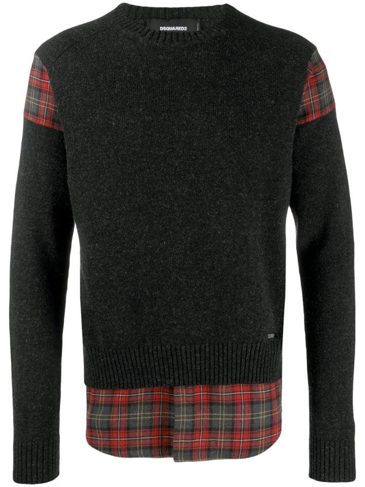 Dsquared2 Tartan Shirt Patch Jumper - Grey