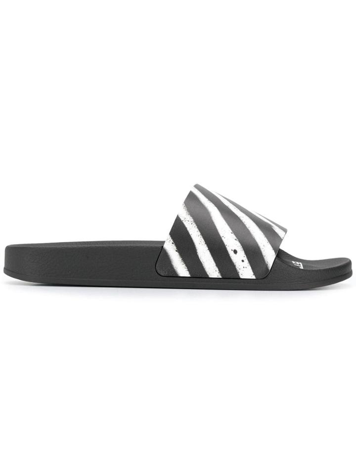 Off-white Spray Stripe Slides - Black
