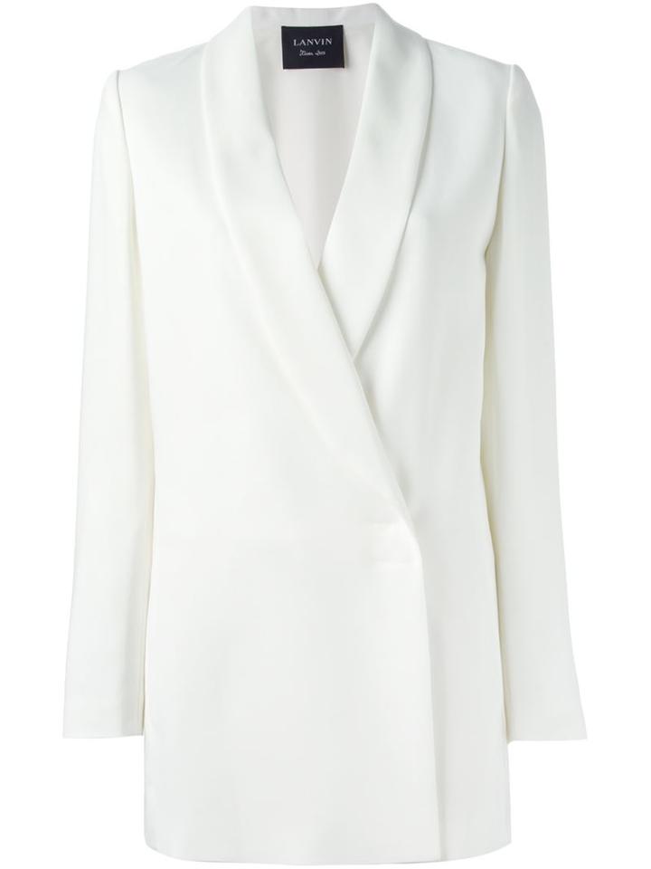 Lanvin Classic Blazer, Women's, Size: 42, White, Spandex/elastane/viscose/silk