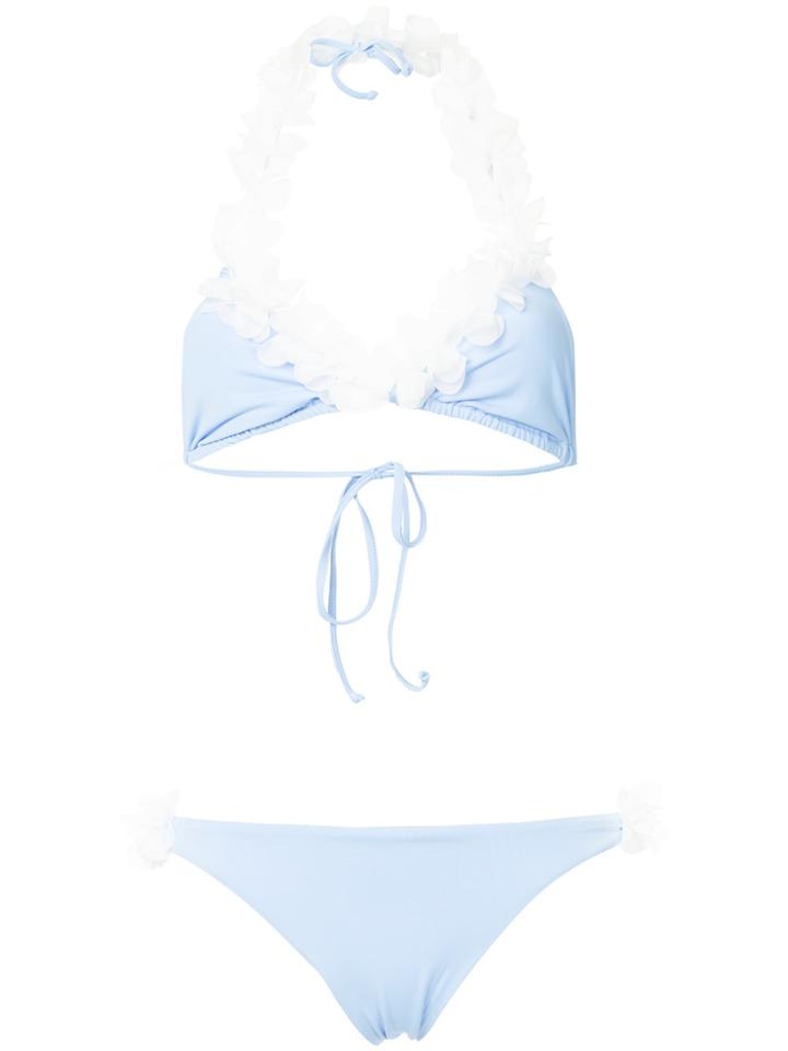 La Reveche Jamila Floral Appliqué Bikini Set - Blue