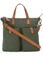 Zanellato Contrast Shoulder Bag, Men's, Green, Canvas/leather
