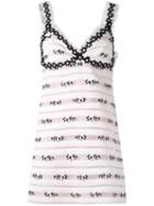 Giamba - Floral Knitted Mini Dress - Women - Silk/cotton/polyester - 42, Pink/purple, Silk/cotton/polyester