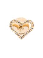 Rosa De La Cruz Diamond Heart Stud Earrings, Women's, Metallic