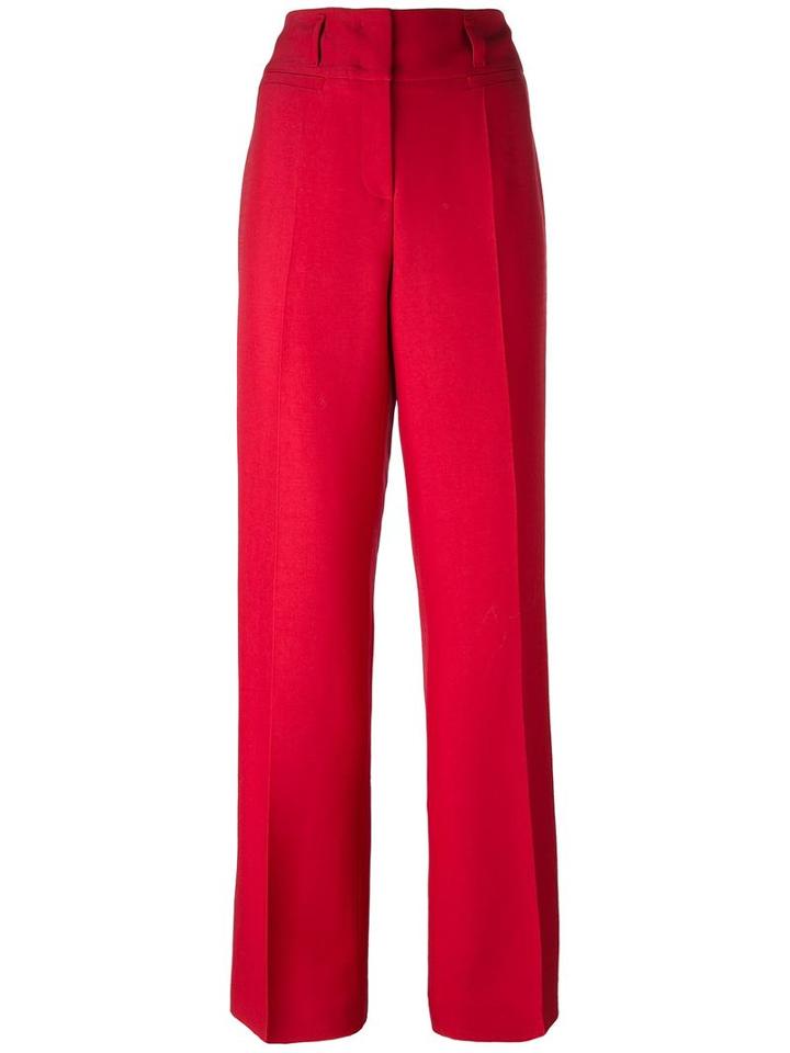 Luisa Cerano Straight Leg Trousers, Women's, Size: 40, Red, Polyester/viscose/virgin Wool