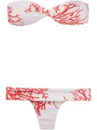 Brigitte Printed Bandeau Bikini Set, Women's, Size: P, White, Polyamide/spandex/elastane