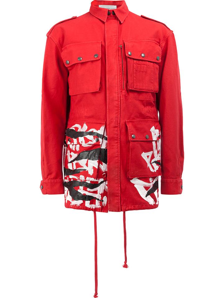 Faith Connexion - Printed Military Style Jacket - Men - Cotton - M, Red, Cotton