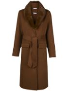 P.a.r.o.s.h. Detachable Fur Collar Coat - Brown