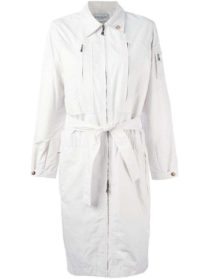 Yves Saint Laurent Vintage Zipped Up Trench Coat - White