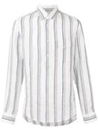 Brunello Cucinelli Woven Stripe Shirt, Men's, Size: Small, White, Linen/flax