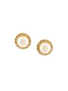 Chanel Vintage Pearl Button Clip-on Earrings