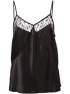 Fleur Du Mal Lace Trim Spaghetti Straps Top, Women's, Size: L, Black, Silk
