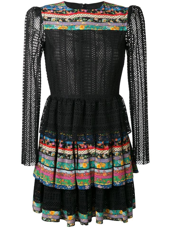 Philosophy Di Lorenzo Serafini Broderie Anglaise Embroidered Mini Dress, Women's, Size: 42, Black, Cotton/silk/polyamide