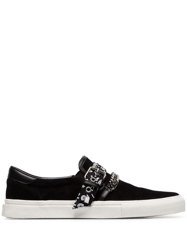 Amiri Black Bandana Chain Strap Slip-on Suede Sneakers