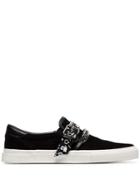 Amiri Black Bandana Chain Strap Slip-on Suede Sneakers